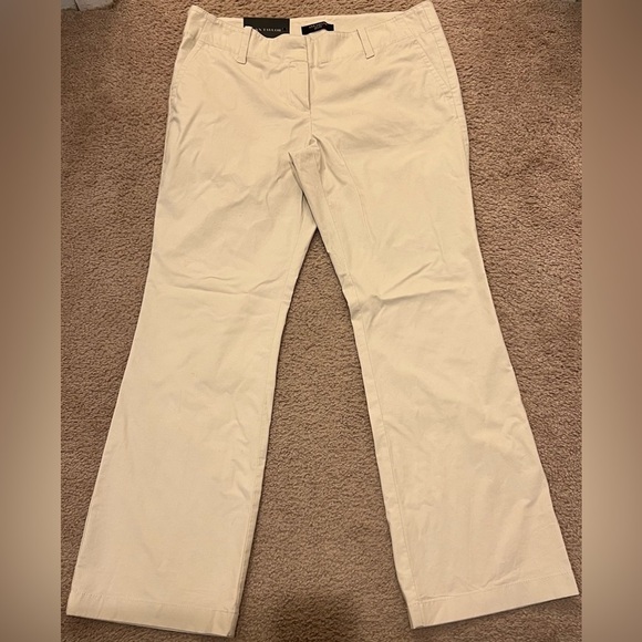 NWT Talbots Beige Cream Cotton Trousers size Office Work Pant 8P - Picture 1 of 12